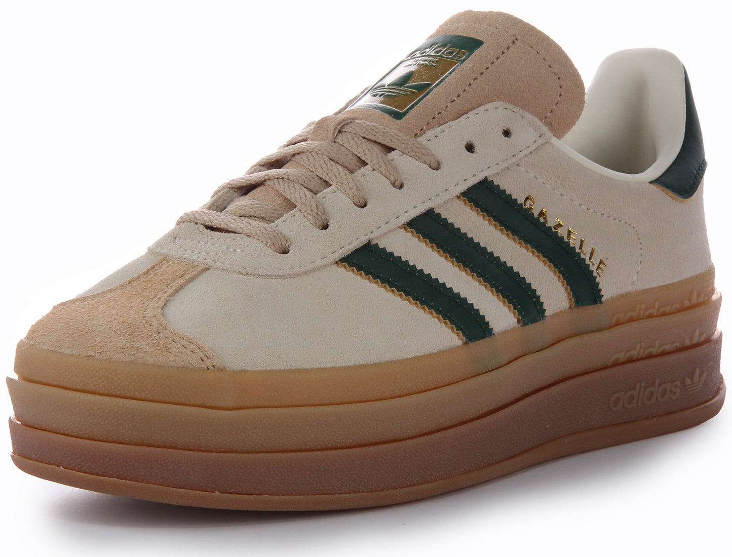 Baskets Adidas Gazelle Three Layers Q Pannel Gum Sole pour femmes en blanc vert