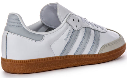 Baskets en cuir Adidas Samba OG 3 Stripes rétro avec contraste des années 70 en blanc et gris
