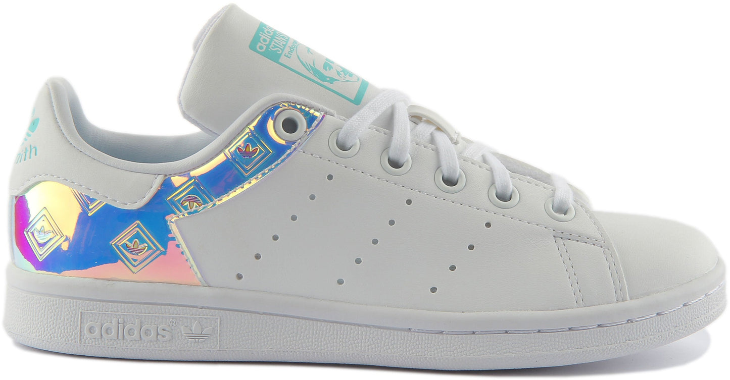 Adidas Stan Smith Baskets à lacets classiques végane Primegreen pour jeunes en blanc multi