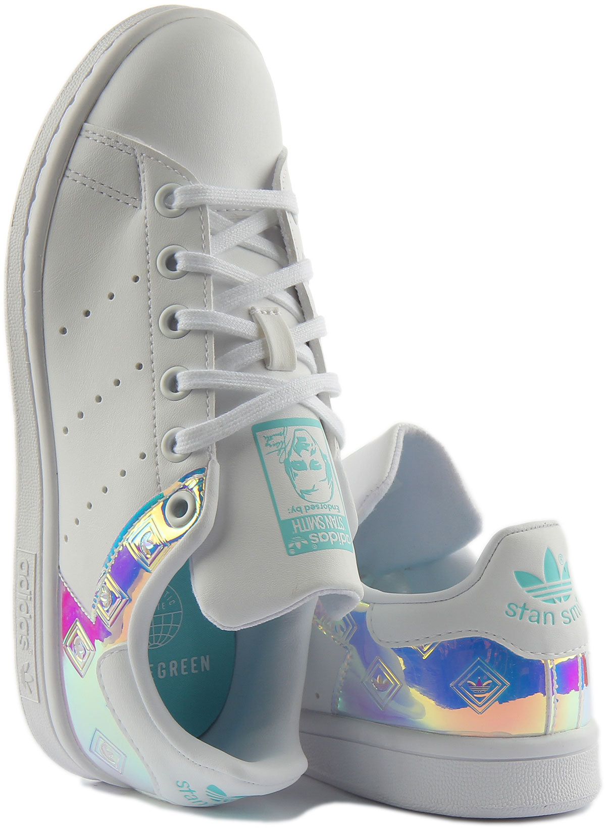 Adidas Stan Smith Baskets à lacets classiques végane Primegreen pour jeunes en blanc multi