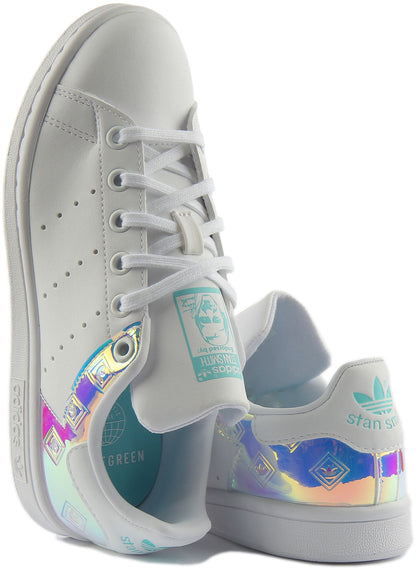 Adidas Stan Smith Baskets à lacets classiques végane Primegreen pour jeunes en blanc multi