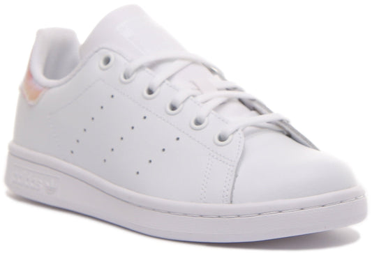 Adidas Stan Smith Baskets décontractées en cuir à lacets pour jeunes en blanc et rose
