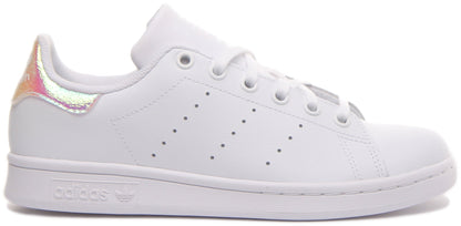 Adidas Stan Smith Baskets décontractées en cuir à lacets pour jeunes en blanc et rose