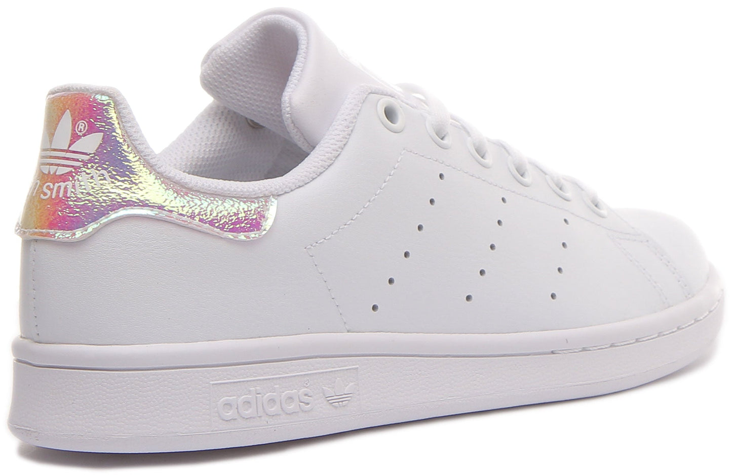 Adidas Stan Smith Baskets décontractées en cuir à lacets pour jeunes en blanc et rose
