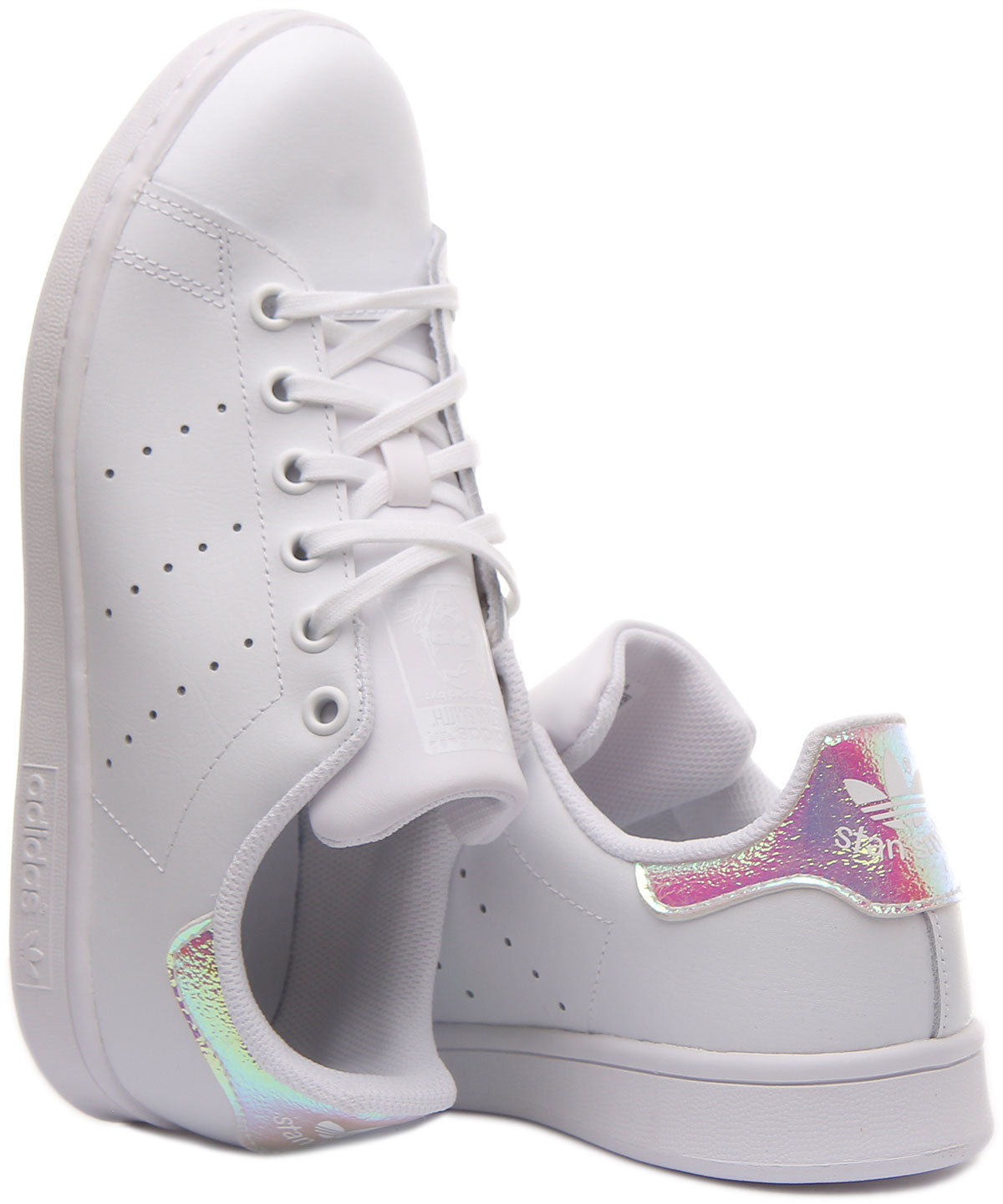 Adidas Stan Smith Baskets décontractées en cuir à lacets pour jeunes en blanc et rose