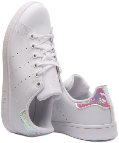 Adidas Stan Smith Baskets décontractées en cuir à lacets pour jeunes en blanc et rose