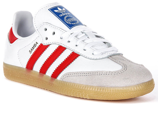 Adidas Samba OG J en Blanc Rouge pour Jeunes