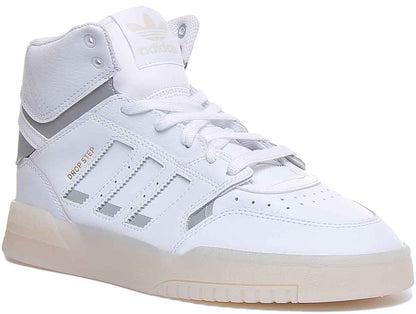 Adidas Drop Step baskets masculines décontractées à lacets blancs argentés