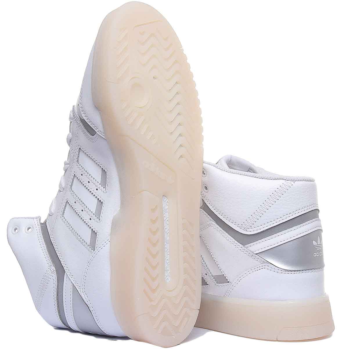 Adidas Drop Step baskets masculines décontractées à lacets blancs argentés