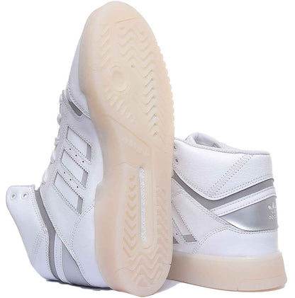 Adidas Drop Step baskets masculines décontractées à lacets blancs argentés