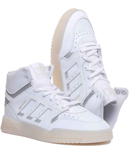 Adidas Drop Step baskets masculines décontractées à lacets blancs argentés